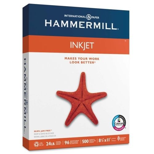 LOT OF 5 Hammermill Inkjet Paper - Letter -24 lb -96 Bright- 500/Ream - White
