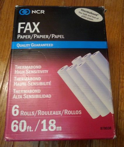 6 THERMAL FAX PAPER ROLLS - 1/2&#034; CORE - 8.5&#034; x 60&#039; - NCR HIGH SENSITIVITY