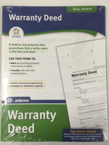 Adams Warranty Deed Form, 8.5 x 11 Inch, White (LF602)
