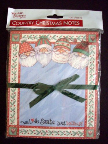 Country Christmas Notes 100 Sheets Notepad We Love Santa Claus NEW 5&#034;X6&#034;