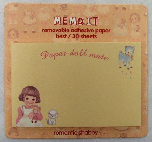 Retro Paper Doll Adhesive Memo Notes: Pale Yellow  *COMBINED SHIPPING AVAILABLE*
