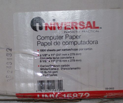 2 Part, 15 LB. Universal Continuous Paper #15872, 1800 sheets, WHITE/CANARY