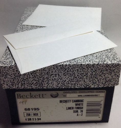 Beckett Cambric White Linen Finish Sub 70 A-2 4-3/8 x 5-3/4&#034; 185/250 FREE SHIP
