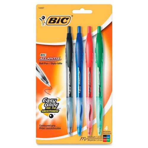 BIC ATLANTIS Ballpoint Pen Pen Point: 1mm - BICVCGP41AST 4pk Asst Inks