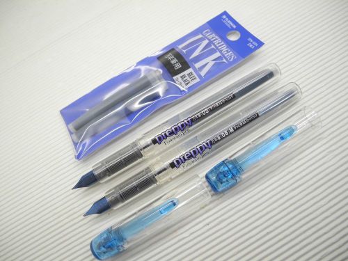 Blue Platinum Preppy 0.3mm&amp;0.5mm Stainless Fountain Pen w/cap free 4 cartridge