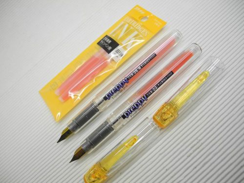 YELLOW Platinum Preppy 0.3mm&amp;0.5mm Stainless Fountain Pen w/cap free 4 cartridge
