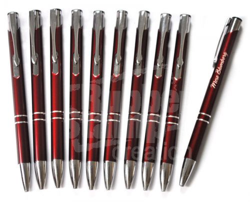 Personalized Engraved Pen, 10 Burgundy Anodized Aluminum Pens - Free Engraving