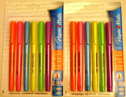 Lot of 2 - Paper Mate Intro  Highlighter  Multi-Color 6 Pack - A Total of 12