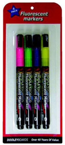 Dooley Fluorescent Dry Erase Markers Medium Tip 4-Color Set Assorted
