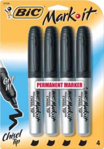 Bic mark-it chisel tip tank style marker large barrel black 4 count for sale