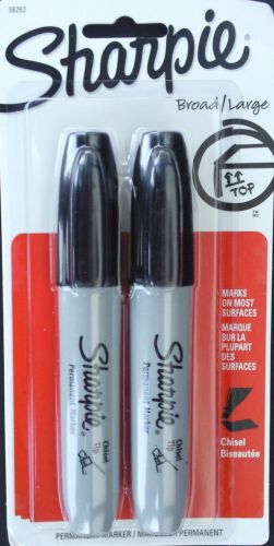 SHARPIE BROAD TANK CHISEL TIP BLACK PERMANENT MARKERS 2 Ct/Pack #38262
