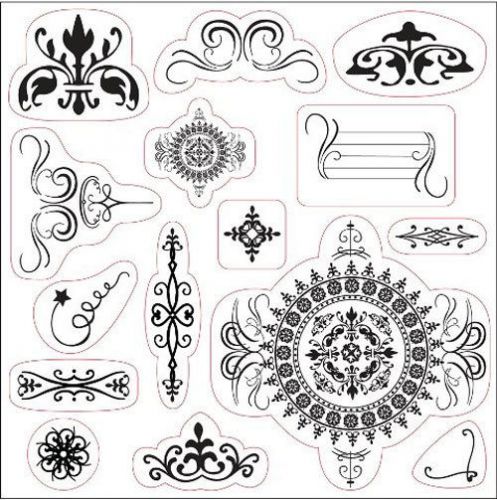 Fiskars Clear Stamps, Crillon Adornments, 15 stamps