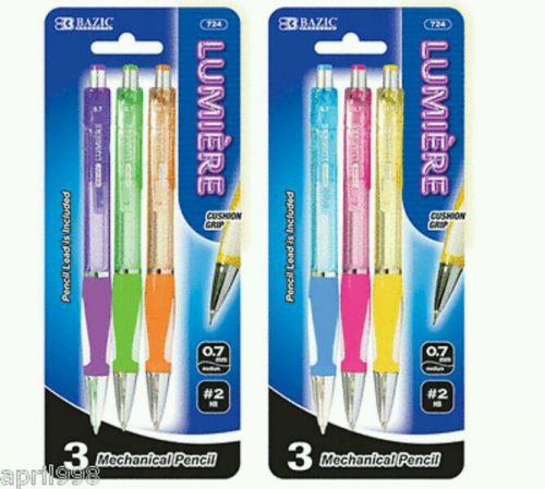 3 Pack LUMIERE Assorted Color Gel Pen with Cushion Grip by Bazic #724
