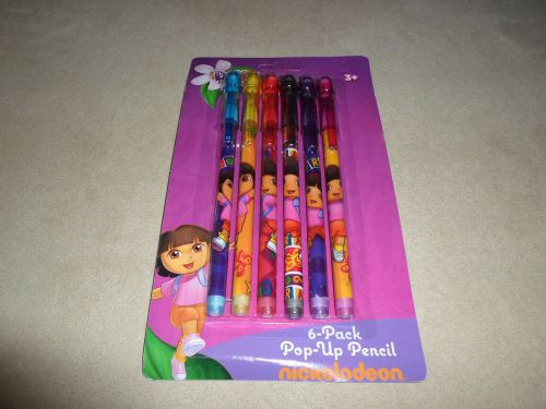 Pack Of 6 Dora The Explorer Pop-Up Pencils, For Ages 3 &amp; Up, NEW IN PACKAGE!!
