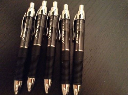lot if five xenon aqua roller pens thundercloud color grey with black ink