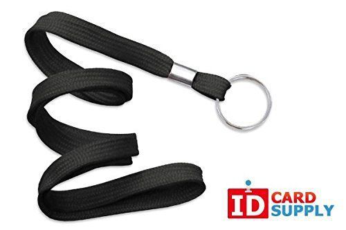 100 Pack of Black Lanyards with Non-Breakaway 3/8&#034; (10mm) Strap and Split Ring -