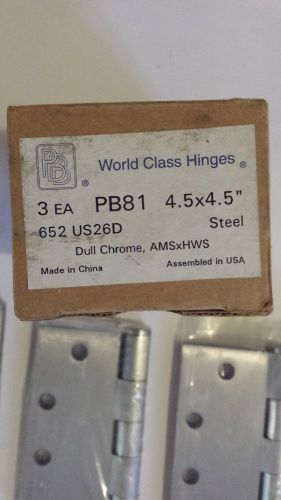 New world class door hinge 4b81 4.5&#034; x 4.5&#034; 652 us26d-box of 3 free shipping for sale