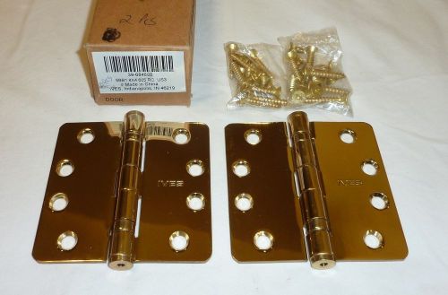 (2) Ives 5BB1 4&#034; x 4&#034; 605 RC Ball Bearing Mortise Butt Hinges POLISHED BRASS