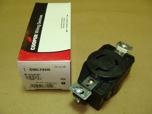 New cooper / arrow hart lock cwl720r grounded single receptacle 20a 277v 2p 3w for sale