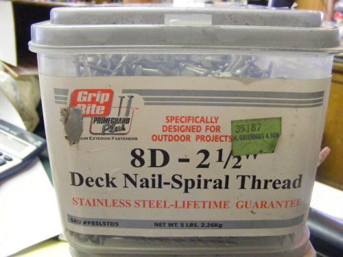 Grip Rite 8D -2&amp;1/2&#034; stainless steel spiral deck nails 5 lbs box.