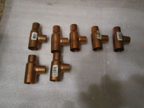 Lot 7 streamline mueller 1&#034; x 3/4&#034; x 3/4&#034; copper reducing tee fittings, w04056l for sale