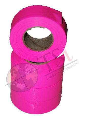 Presco Texas Pink Glo Flagging Tape Ribbon For Survey Construction (12Rolls)
