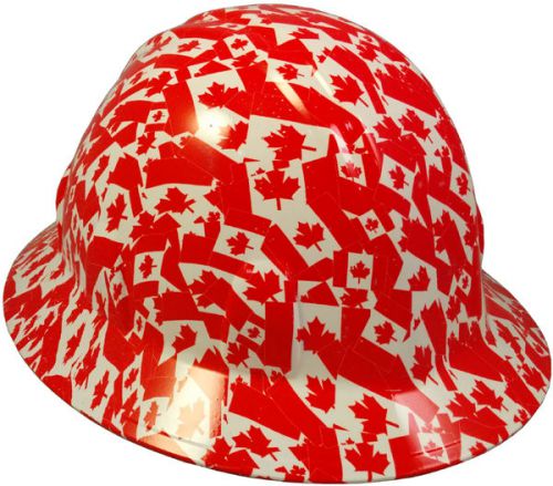 New! hydro dipped full brim hard hat w/ratchet suspension - canadian flag print for sale