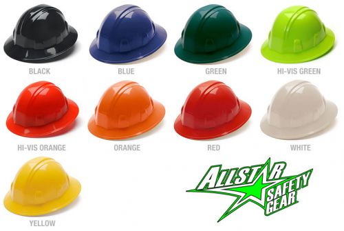 Full brim hard hat ratchet suspension white black blue red yellow orange green for sale