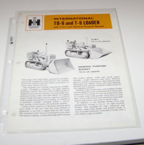 International TD-6 &amp; T-6 Loader w/ 4 in 1 Gen Purpose Bucket Brochure &amp; Specs