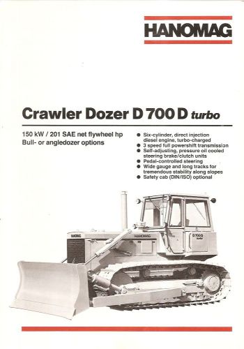 Equipment Brochure - Hanomag - D700D Turbo - Crawler Dozer - 1984 (E1603)