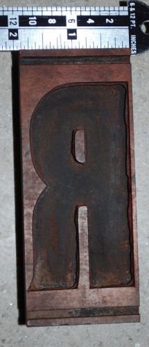 Vintage / Antique Letterpress Wood Printer&#039;s Type Reverse Initial letter R