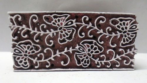 INDIAN WOODEN HAND CARVED TEXTILE PRINTING ON FABRIC BLOCK STAMP BORDER PATTERN