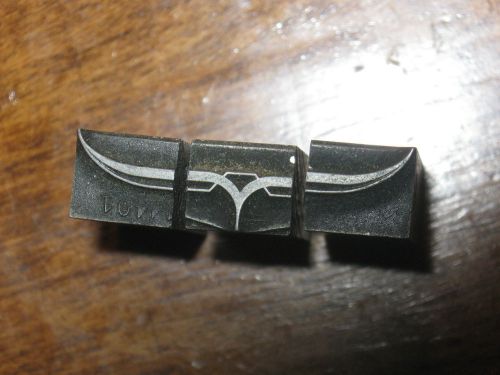 3 Piece Printing Block Lead Type Curvy Horn Wing Design #24  1-1/8&#034; x 5/16&#034;
