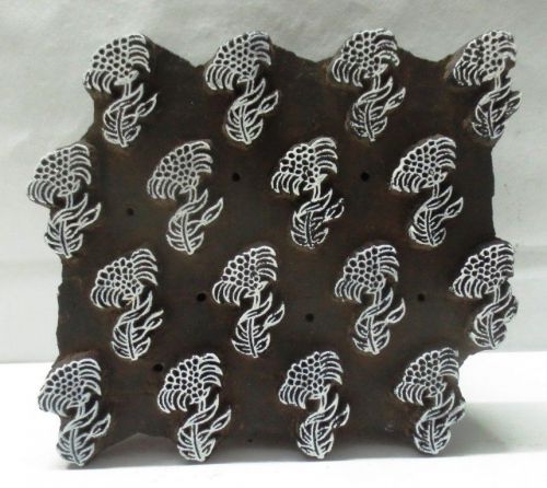 VINTAGE WOODEN HAND CARVED TEXTILE PRINTING ON FABRIC BLOCK STAMP MUGHAL PRINT