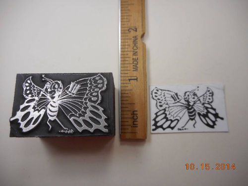 Printing Letterpress Printers Block, Butterfly w Top Hat &amp; Cane