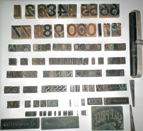 Vintage Letterpress Printers Wood Type Over 100 pieces