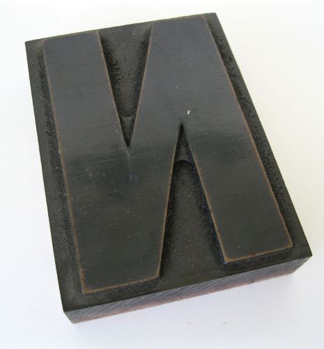 Letter N Vtg Wood Type Font Letterpress Printer&#039;s Block 4&#034; Initial Industrial