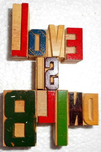 &#039;Love Is Blind&#039; Letterpress Wood Type Used Hand Crafted Made In India B988
