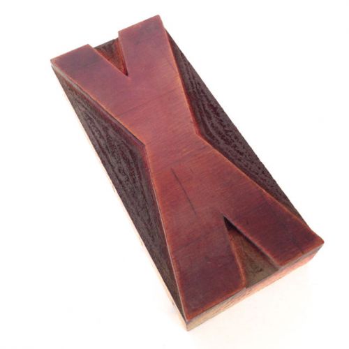 Letter X Vtg Wood Type 5&#034; Letterpress Printer&#039;s Block Industrial