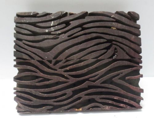 VINTAGE WOODEN HAND CARVED TEXTILE PRINT FABRIC BLOCK STAMP BOLD DEEP GROOVES