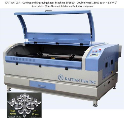 Kaitian cutter &amp; engraver laser machine 2 headsx100wrc each 63&#034;x40&#034; 2 worktables for sale