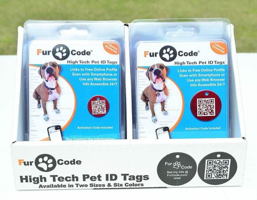 Bulk 12 Wholesale Pack FurCode ID Pet Identification Tags 6 Colors 2 Sizes