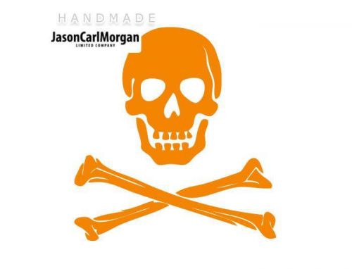 JCM® Iron On Applique Decal, Skull and Bones Neon Orange