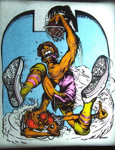 Lot of 12 Vintage 1970&#039;s ROACH Day-Glo Heat Transfers ~ Basketball Dunk