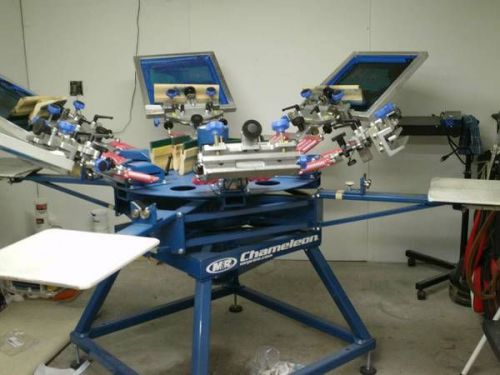 2013 m&amp;r m &amp; r chameleon manual 6 head screen printing press print automatic for sale