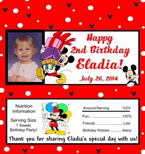 25 personalized mickey mouse birthday candy bar wrappers for sale