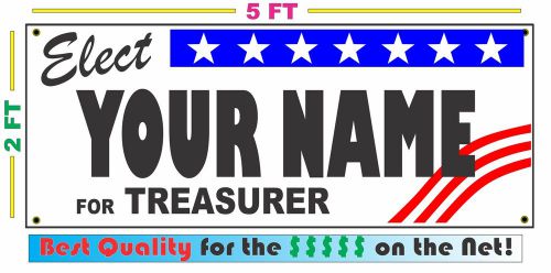 TREASURER ELECTION Banner Sign w/ Custom Name NEW LARGER SIZE Campaign