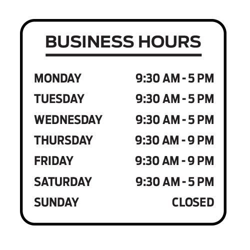 10&#034; Business Hours Sign Window Decal for Business &amp; Shops *Custom Made for You*