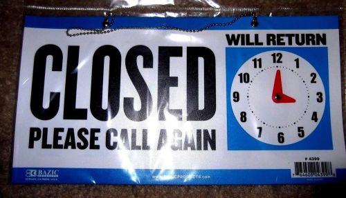 Open &amp; Closed Business Sign With Return Time Clock