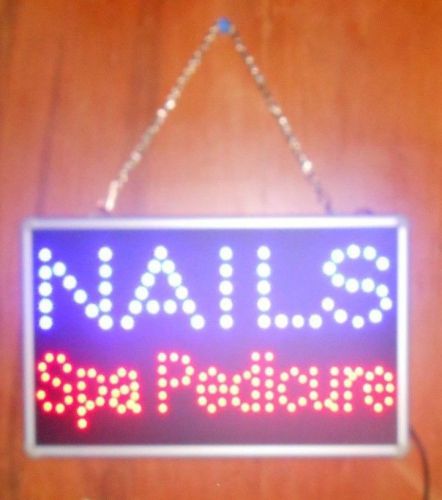 LIGHTED LED &#034;NAILS SPA PEDICURE&#034; SIGN 13&#034; X 8&#034;  W/ DRY ERASE BOARD ON BACK  NEW